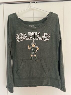 Women’s Large MSU Spartans Graphic Sweatshirt - Heather Green
